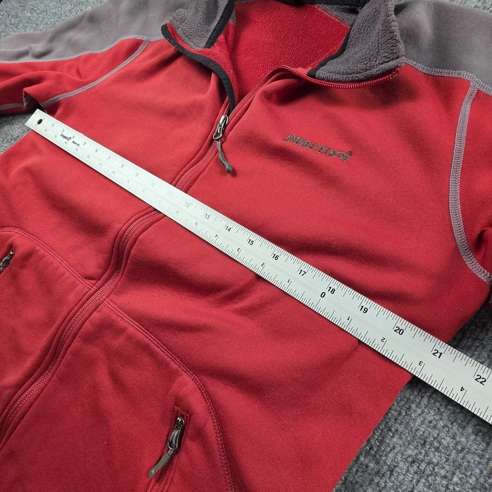 Marmot Mens M Red Full Zip‎ Fleece Jacket Lightweight Outdoor Layering Polartec